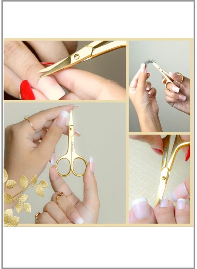 Stainless Steel Brow/Nose Hair Scissors with Type A Point Tips - 2.0mm Gold-Tone Type A (Blister Card Packaging) - Image 3